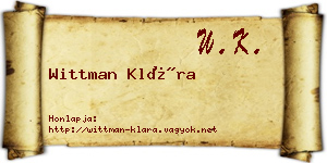 Wittman Klára névjegykártya